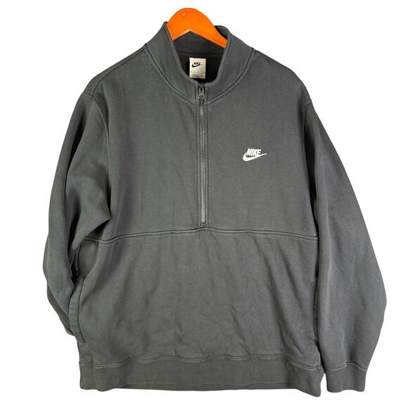 Nike Sportswear NSW Club Fleece Half Zip Pullover Sweatshirt Black Mens XL READ - Picture 1 of 9